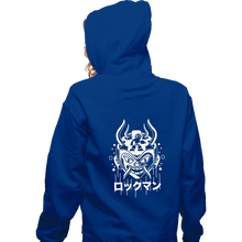 Load image into Gallery viewer, Shirts Zippered Hoodies, Unisex / Small / Royal Blue Blue Bomber Oni