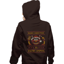 Load image into Gallery viewer, Daily_Deal_Shirts Zippered Hoodies, Unisex / Small / Dark Chocolate Merry Christmas Filthy Animal
