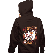 Load image into Gallery viewer, Last_Chance_Shirts Zippered Hoodies, Unisex / Small / Dark Chocolate Floral Wolf Spirit