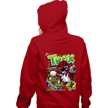Load image into Gallery viewer, Daily_Deal_Shirts Zippered Hoodies, Unisex / Small / Red T-Rex Cereal