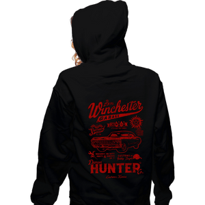 Daily_Deal_Shirts Zippered Hoodies, Unisex / Small / Black Winchester Garage