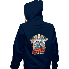 Load image into Gallery viewer, Daily_Deal_Shirts Zippered Hoodies, Unisex / Small / Navy Dunder Mifflin VS. The World
