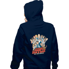 Load image into Gallery viewer, Daily_Deal_Shirts Zippered Hoodies, Unisex / Small / Navy Dunder Mifflin VS. The World