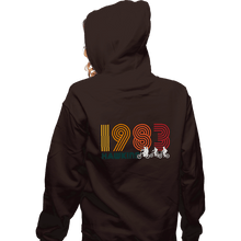 Load image into Gallery viewer, Secret_Shirts Zippered Hoodies, Unisex / Small / Dark Chocolate Hawkins 1983