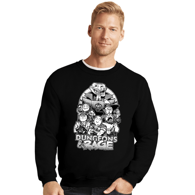 Daily_Deal_Shirts Crewneck Sweater, Unisex / Small / Black Dungeons & Rage
