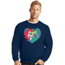 Load image into Gallery viewer, Daily_Deal_Shirts Crewneck Sweater, Unisex / Small / Navy Mermaid Love
