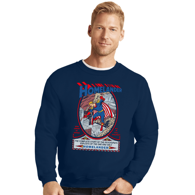 Secret_Shirts Crewneck Sweater, Unisex / Small / Navy Homelander Comic