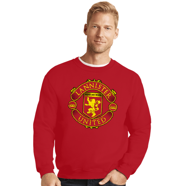 Daily_Deal_Shirts Crewneck Sweater, Unisex / Small / Red Lannister United