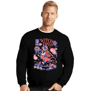 Daily_Deal_Shirts Crewneck Sweater, Unisex / Small / Black Witch Trash