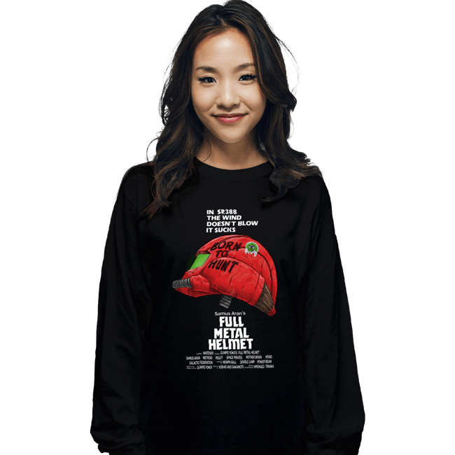 Shirts Long Sleeve Shirts, Unisex / Small / Black Full Metal Helmet