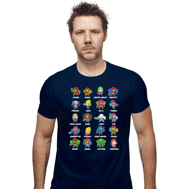 Secret_Shirts Fitted Shirts, Mens / Small / Navy The Many Suits Of Samus!