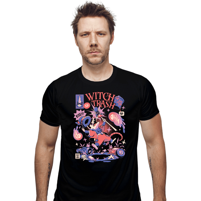 Daily_Deal_Shirts Fitted Shirts, Mens / Small / Black Witch Trash