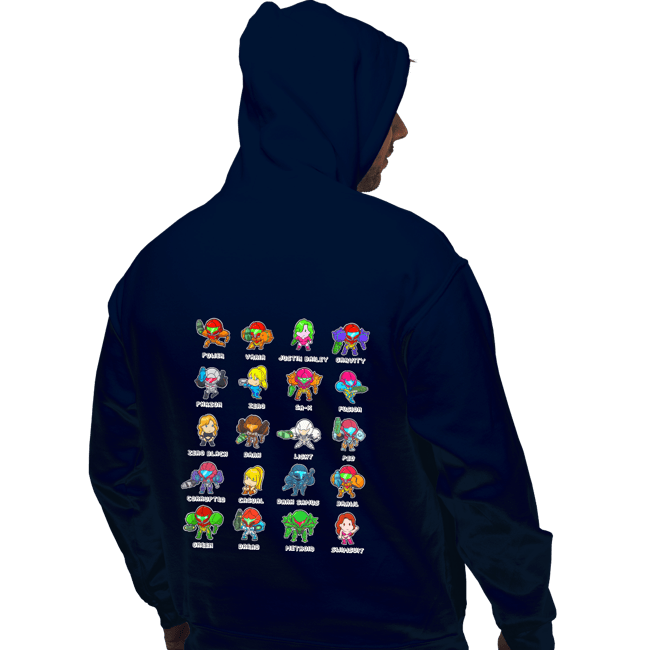 Secret_Shirts Pullover Hoodies, Unisex / Small / Navy The Many Suits Of Samus!