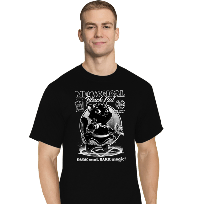 Shirts T-Shirts, Tall / Large / Black Magical Black Cat Girl
