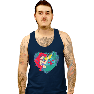 Daily_Deal_Shirts Tank Top, Unisex / Small / Navy Mermaid Love