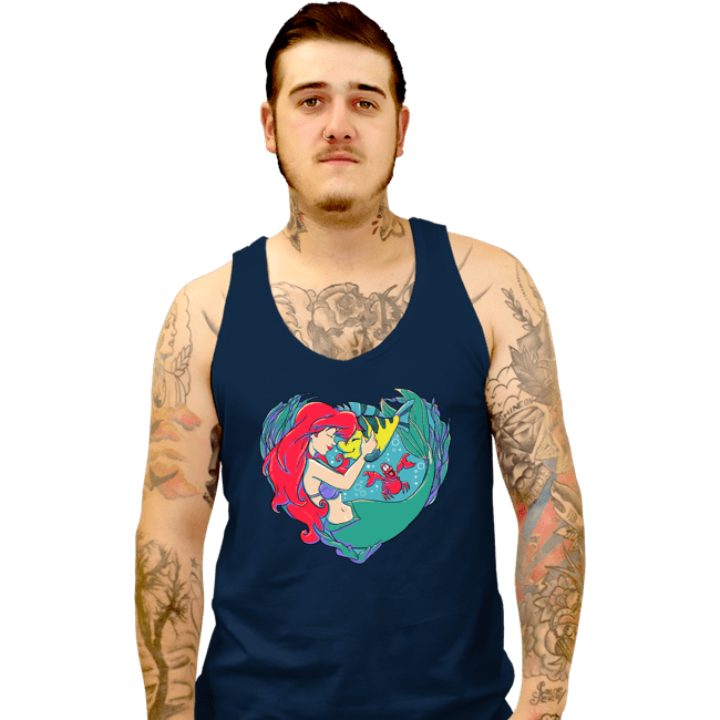 Daily_Deal_Shirts Tank Top, Unisex / Small / Navy Mermaid Love