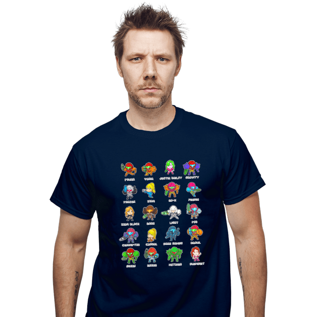 Secret_Shirts T-Shirts, Unisex / Small / Navy The Many Suits Of Samus!