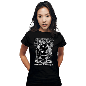 Shirts Fitted Shirts, Woman / Small / Black Magical Black Cat Girl