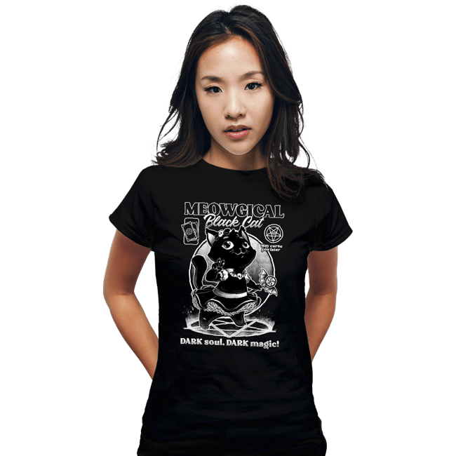 Shirts Fitted Shirts, Woman / Small / Black Magical Black Cat Girl