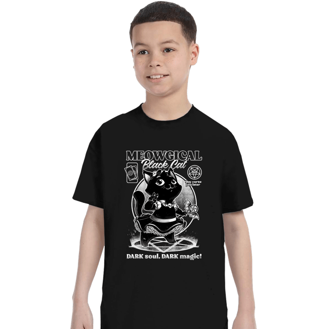 Shirts T-Shirts, Youth / XS / Black Magical Black Cat Girl