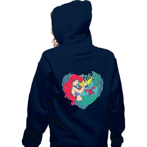 Daily_Deal_Shirts Zippered Hoodies, Unisex / Small / Navy Mermaid Love