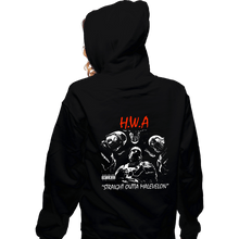 Load image into Gallery viewer, Daily_Deal_Shirts Zippered Hoodies, Unisex / Small / Black HWA - Straight Outta Malevelon
