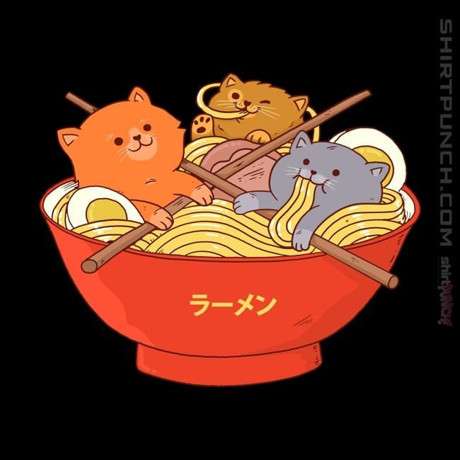 Shirts Magnets / 3"x3" / Black Ramen Cats