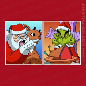 Daily_Deal_Shirts Magnets / 3"x3" / Red Santa Yelling At Grinch