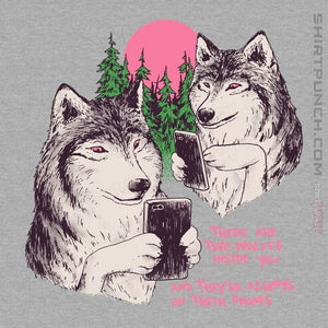 Daily_Deal_Shirts Magnets / 3"x3" / Sports Grey Two Wolves On Their Phones