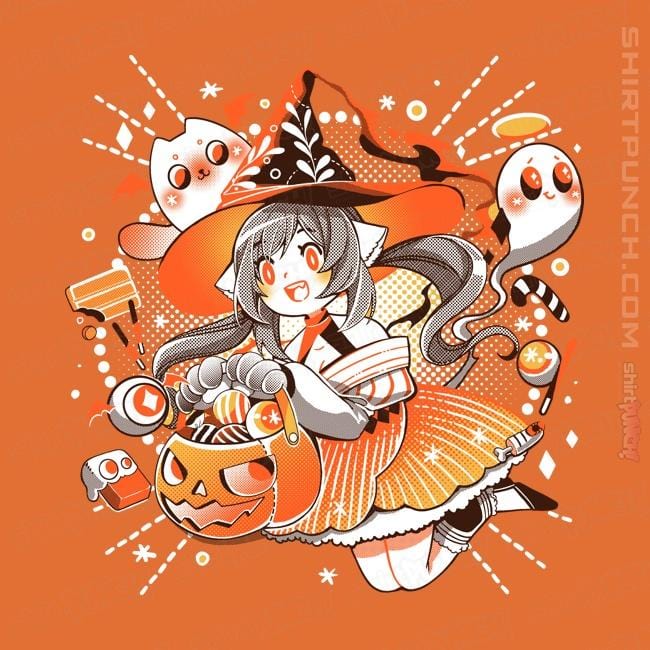 Shirts Magnets / 3"x3" / Orange Trick Or Treat Witch