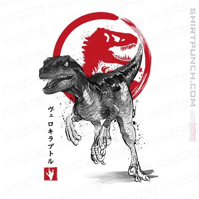 Secret_Shirts Magnets / 3"x3" / White Velociraptor Sumi-E