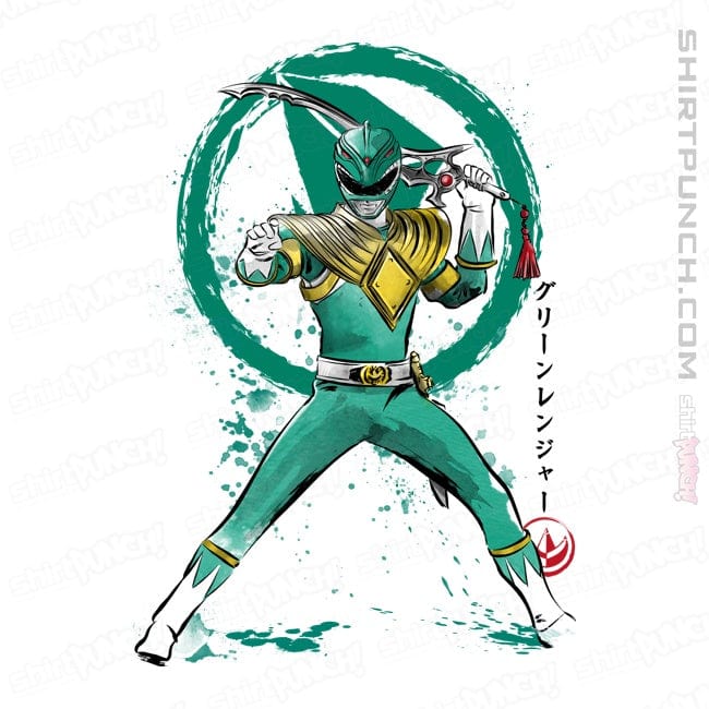 Daily_Deal_Shirts Magnets / 3"x3" / White Green Ranger Sumi-e