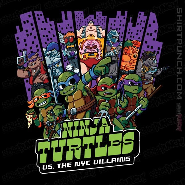 Daily_Deal_Shirts Magnets / 3"x3" / Black TMNT Vs The NYC Villains