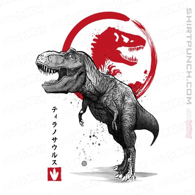 Shirts Magnets / 3"x3" / White Tyrannosaurus sumi-e halftones