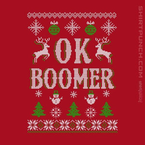 Shirts Magnets / 3"x3" / Red OK Boomer Ugly Christmas Sweater