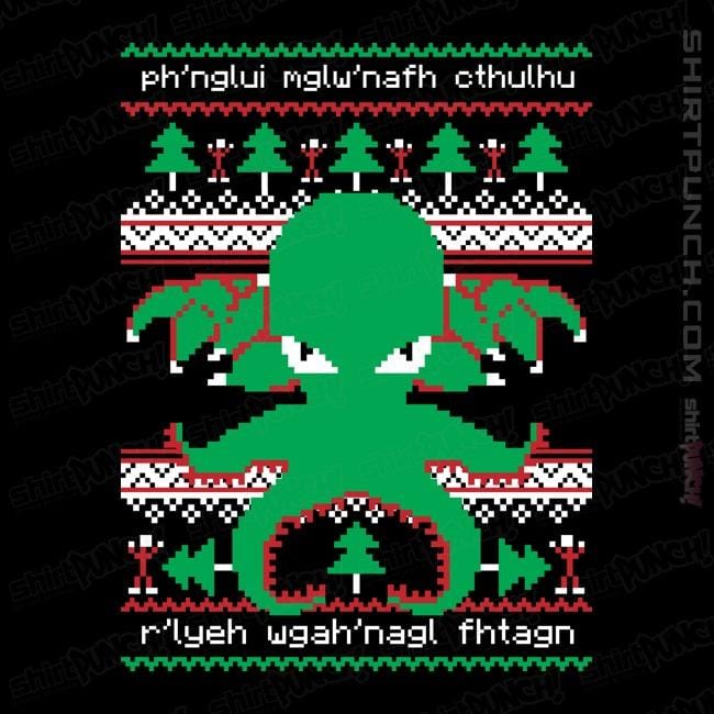 Shirts Magnets / 3"x3" / Black Cthulhu Cultist Christmas