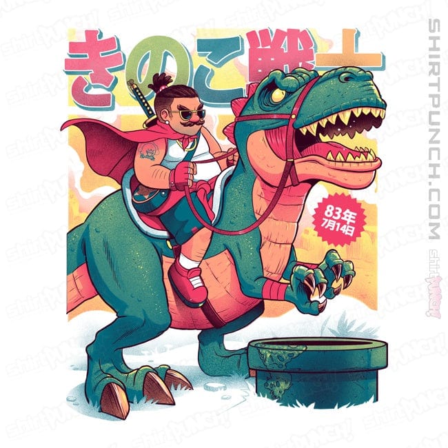 Daily_Deal_Shirts Magnets / 3"x3" / White Mushroom Warrior & Dinosaur