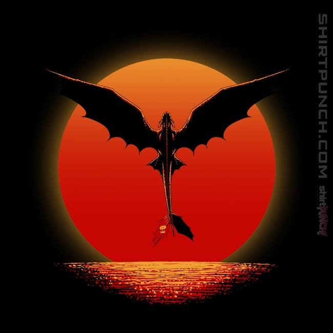 Shirts Magnets / 3"x3" / Black Dragon on Sunset