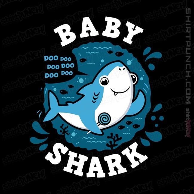 Shirts Magnets / 3"x3" / Black Cute Baby Shark