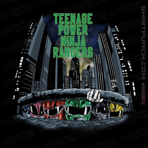 Daily_Deal_Shirts Magnets / 3"x3" / Black Teenage Power Ninja Rangers