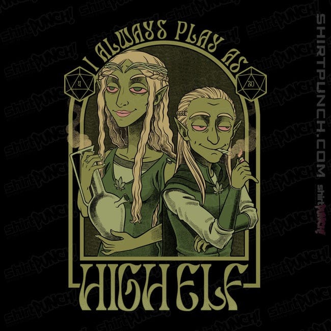 Shirts Magnets / 3"x3" / Black I Always Play As High Elf