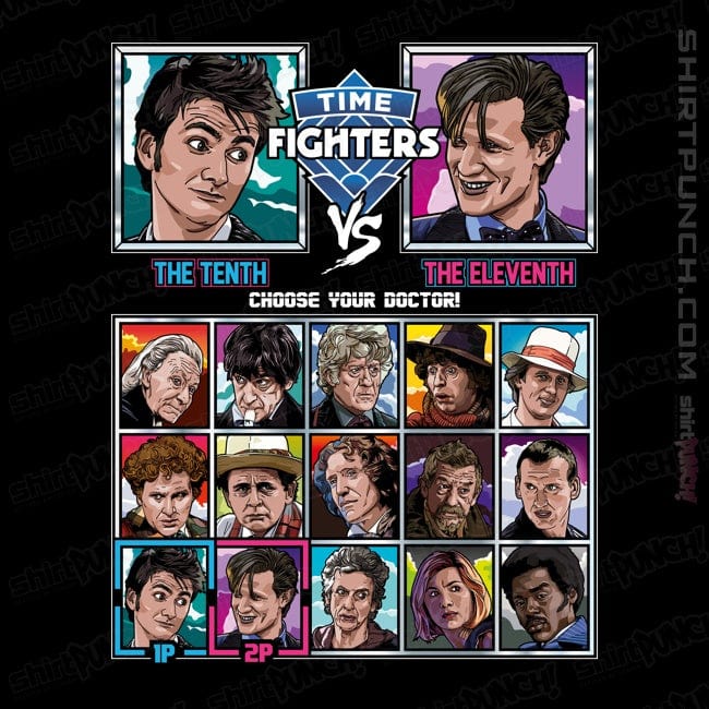 Daily_Deal_Shirts Magnets / 3"x3" / Black Time Fighters 10th vs 11th