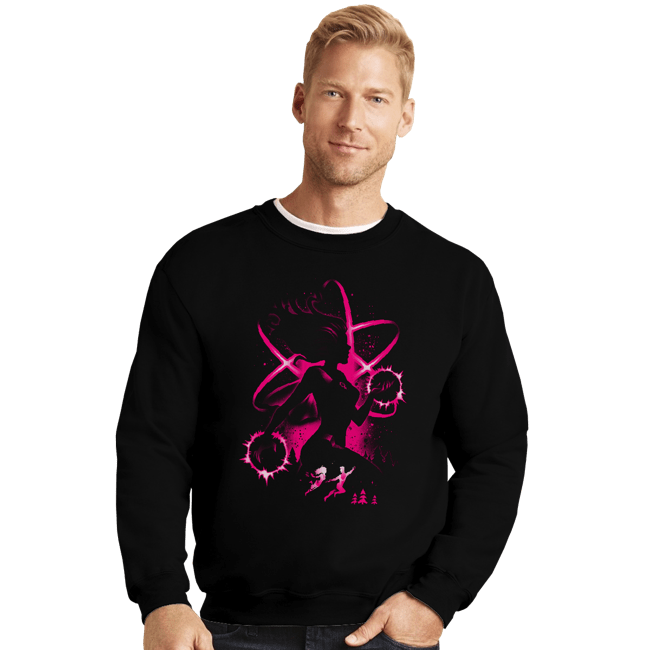 Daily_Deal_Shirts Crewneck Sweater, Unisex / Small / Black Atom Girl