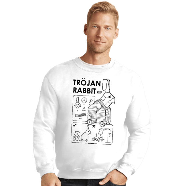 Secret_Shirts Crewneck Sweater, Unisex / Small / White The Trojan Rabbit