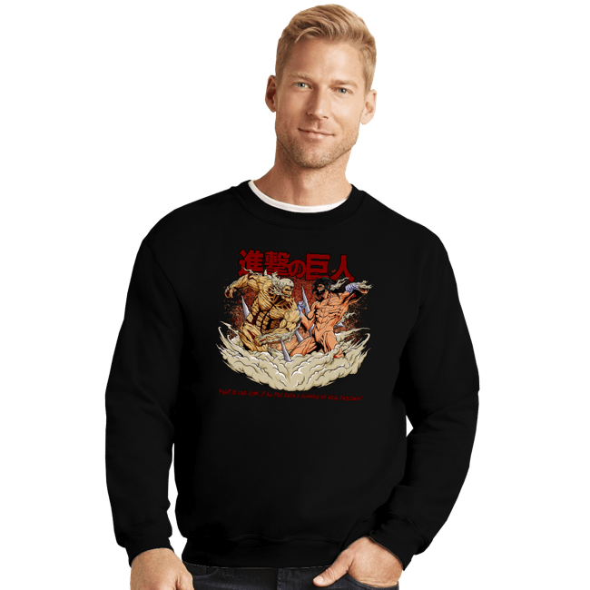 Shirts Crewneck Sweater, Unisex / Small / Black Titan VS Titan