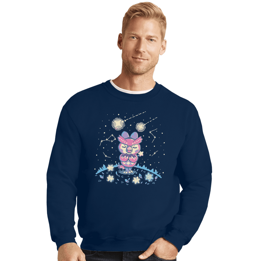 Shirts Crewneck Sweater, Unisex / Small / Navy Starry Owl