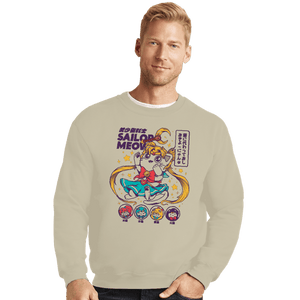 Secret_Shirts Crewneck Sweater, Unisex / Small / Sand Pretty Sailor Meow