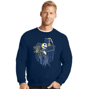 Shirts Crewneck Sweater, Unisex / Small / Navy Hanukkah Town