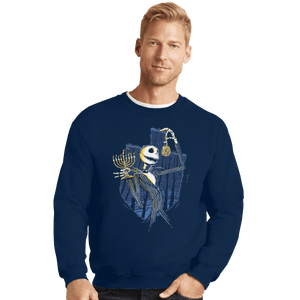 Shirts Crewneck Sweater, Unisex / Small / Navy Hanukkah Town