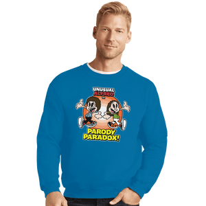 Shirts Crewneck Sweater, Unisex / Small / Sapphire Parody Paradox!
